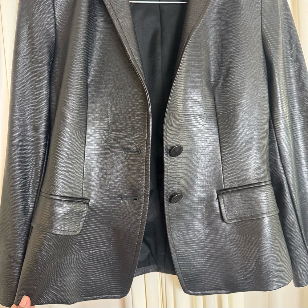 MARELLA Morfeo Snakeskin-Print Leather Blazer Size Small - Picture 5 of 10